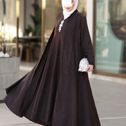 طقم دراعة من الكتان – بني داكن