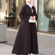 طقم دراعة من الكتان – بني داكن