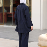 Minimal Linen Shirt & Pant Set – Navy