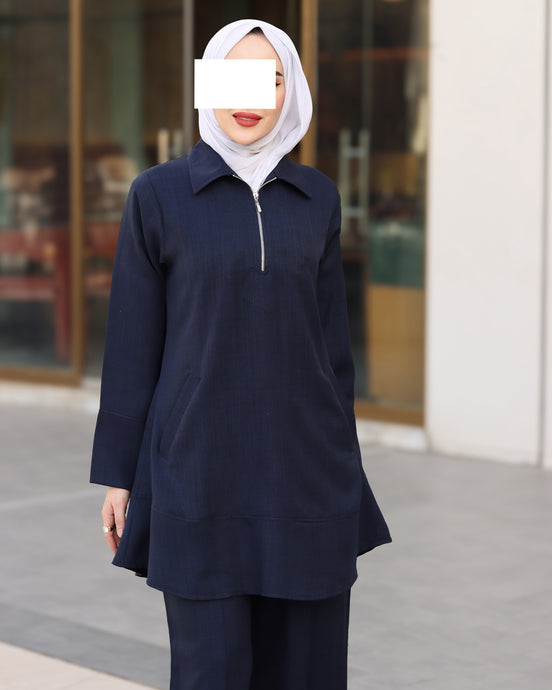 Minimal Linen Shirt & Pant Set – Navy