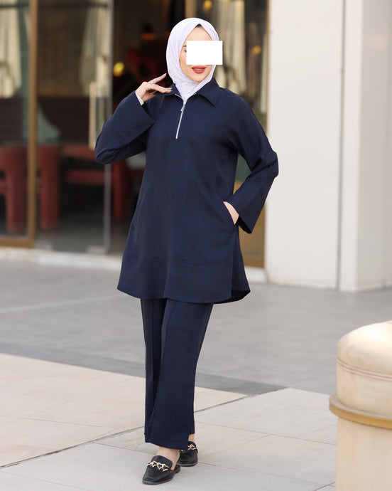 Minimal Linen Shirt & Pant Set – Navy
