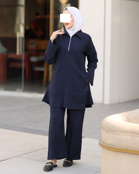 Minimal Linen Shirt & Pant Set – Navy