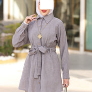 Belted Linen Shirt & Pant Set – Soft Grey