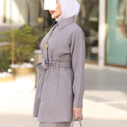 Belted Linen Shirt & Pant Set – Soft Grey