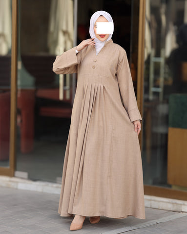 Pleated Linen Nafnouf – Sand Beige