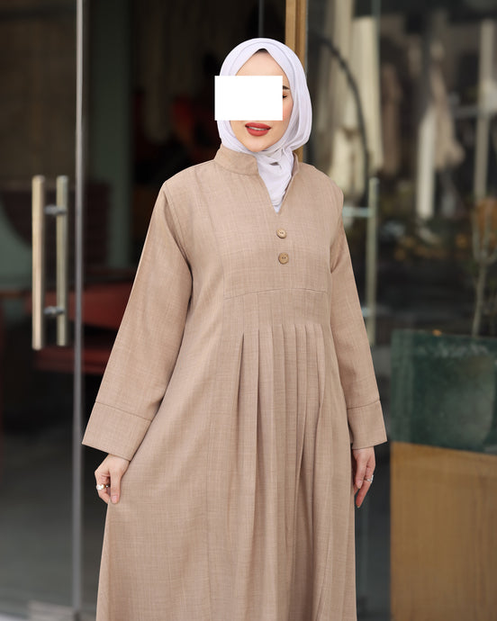 Pleated Linen Nafnouf – Sand Beige