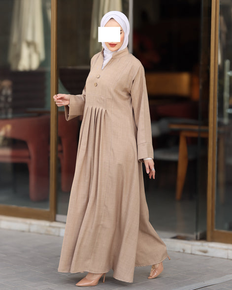 Pleated Linen Nafnouf – Sand Beige