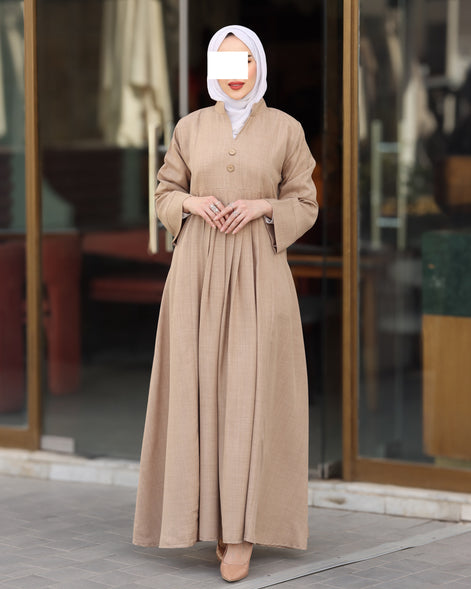 Pleated Linen Nafnouf – Sand Beige