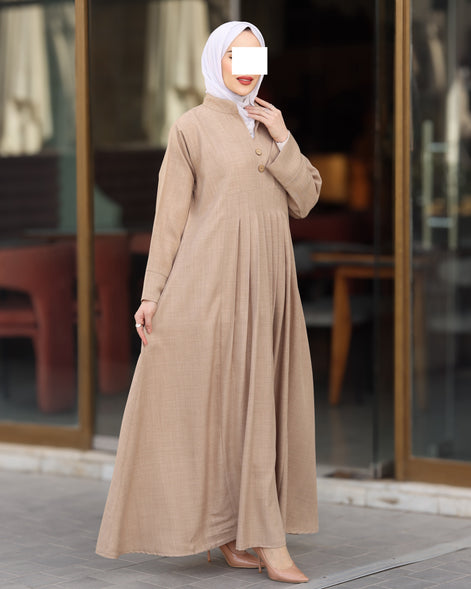 Pleated Linen Nafnouf – Sand Beige