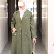 Buttoned Pocket Linen Nafnouf – Olive Green