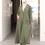 Buttoned Pocket Linen Nafnouf – Olive Green
