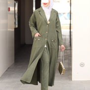 Buttoned Pocket Linen Nafnouf – Olive Green