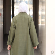 Buttoned Pocket Linen Nafnouf – Olive Green