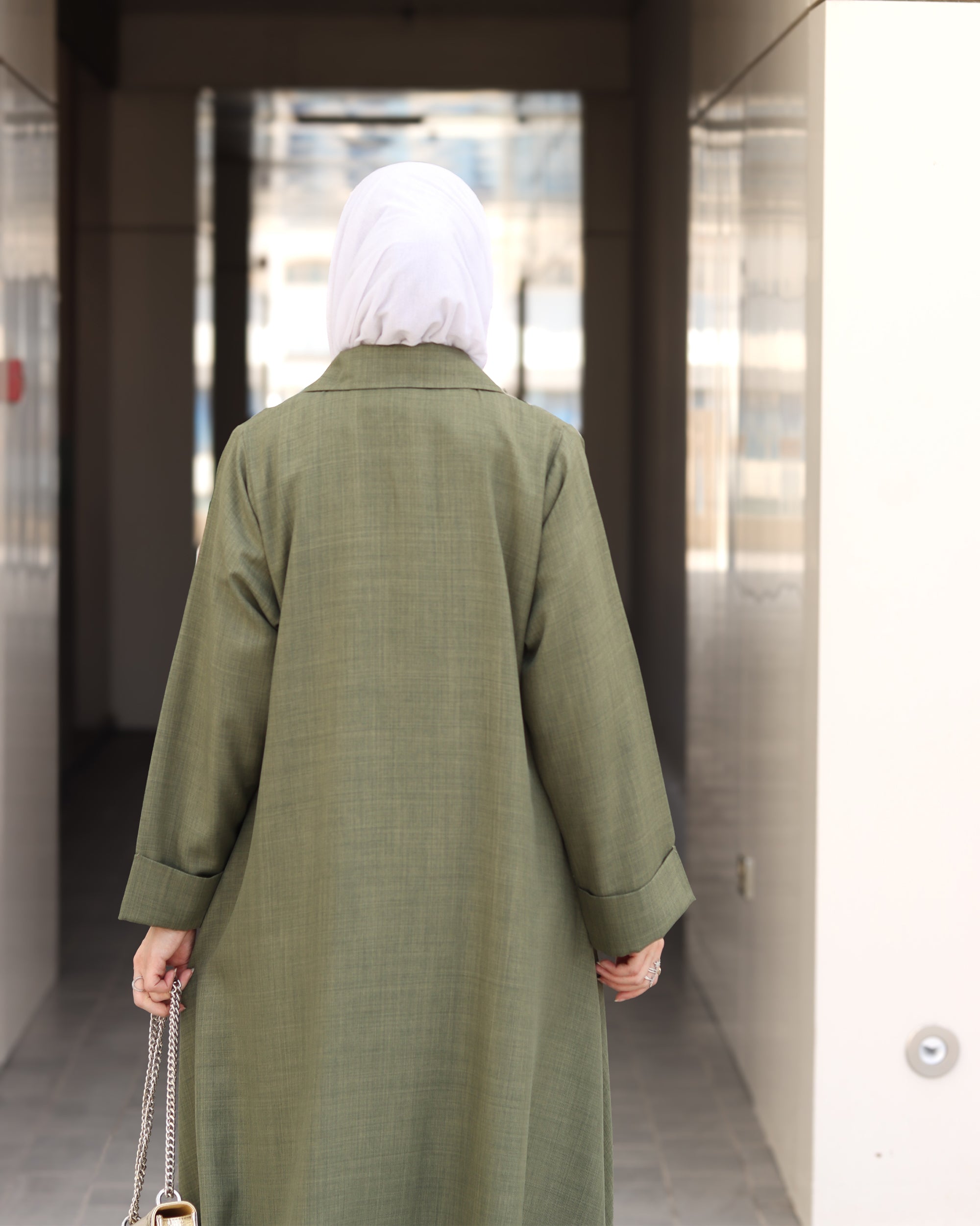 Buttoned Pocket Linen Nafnouf – Olive Green