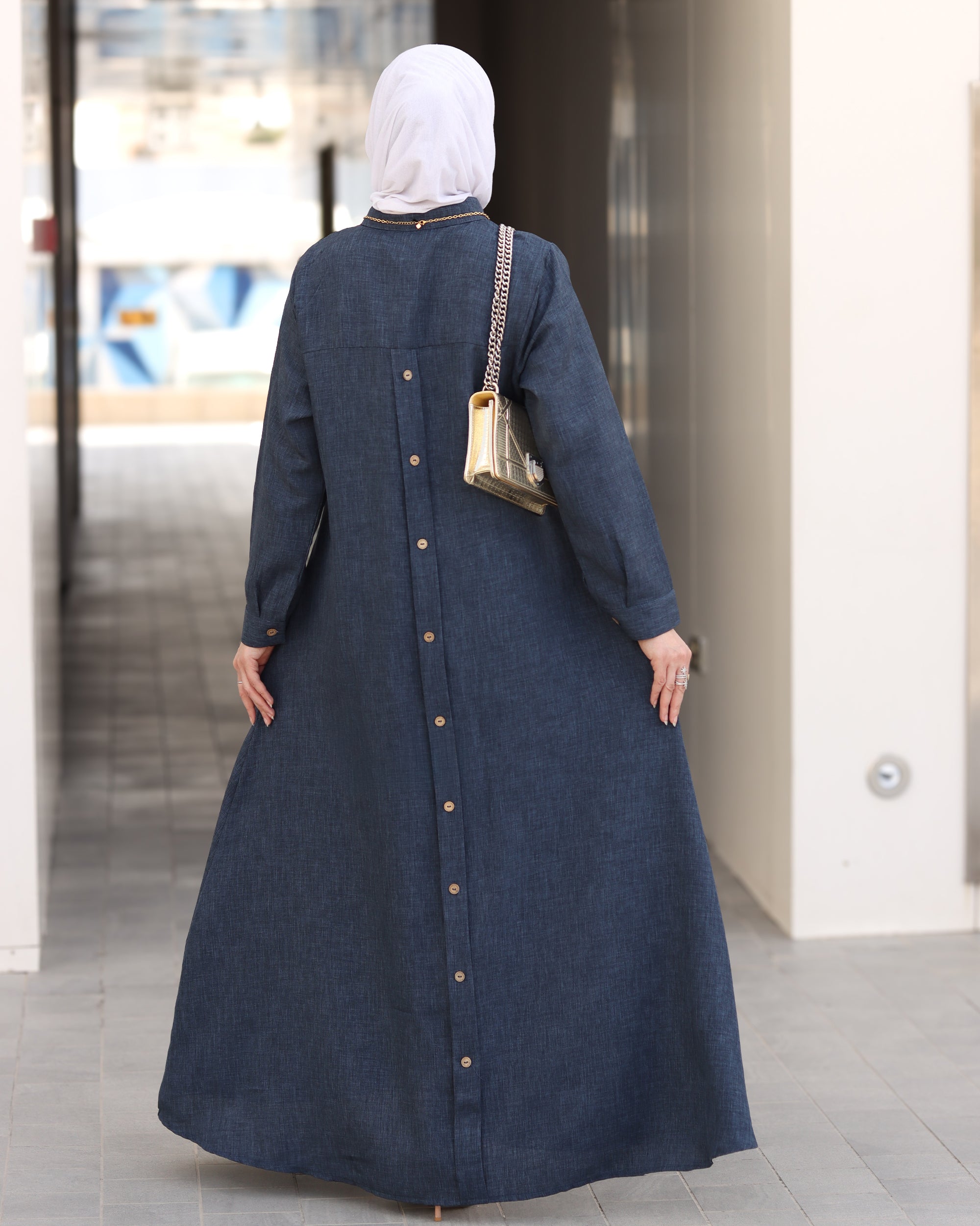 Pleated Linen Nafnouf – Deep Denim Blue