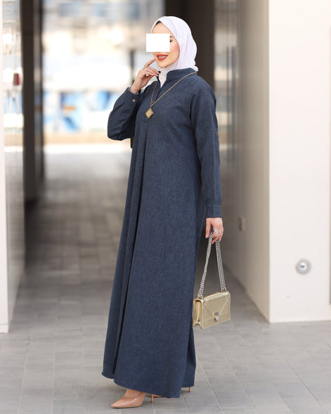 Pleated Linen Nafnouf – Deep Denim Blue