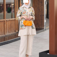 Floral Linen Two-Piece Set - Beige Multi