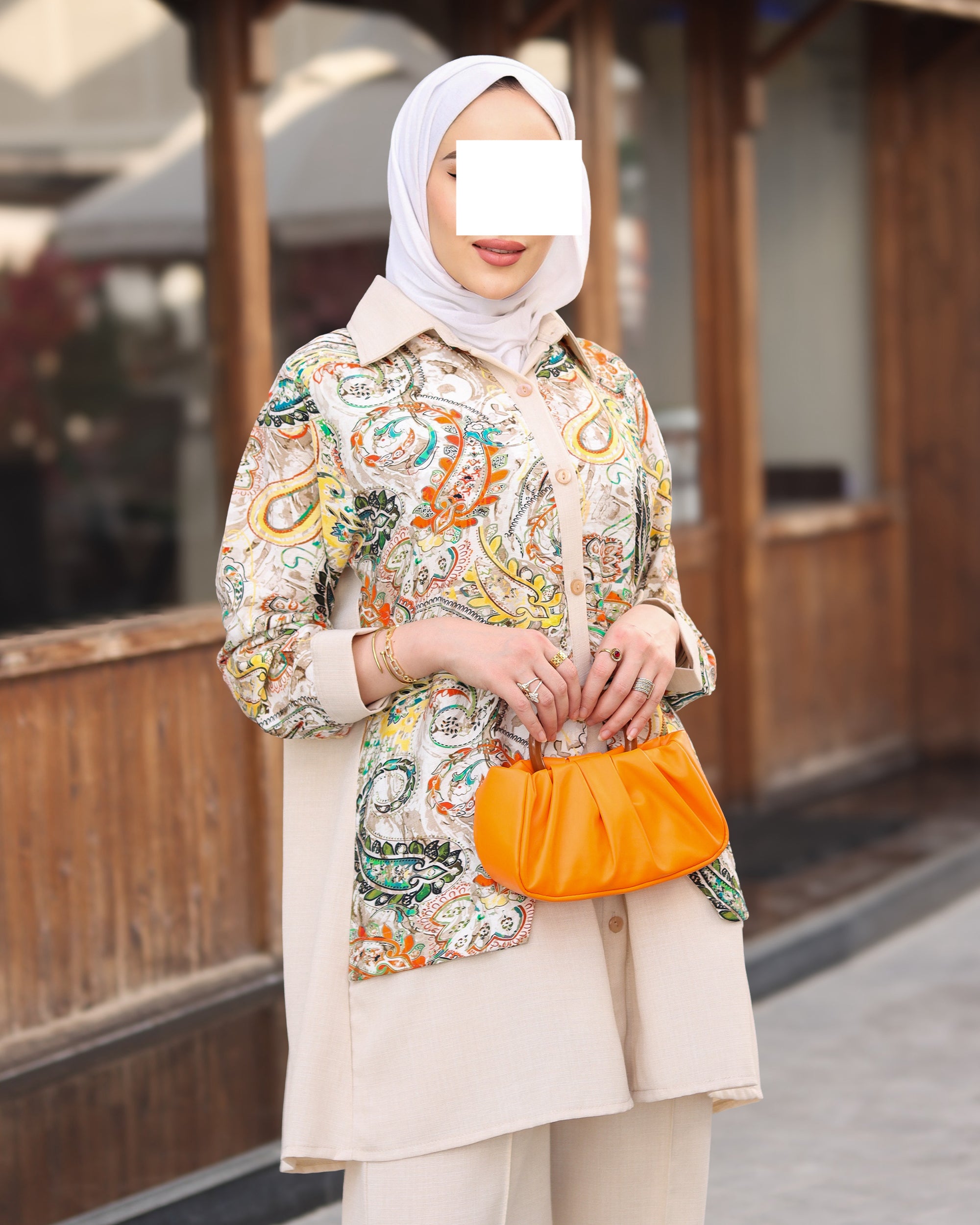 Floral Linen Two-Piece Set - Beige Multi