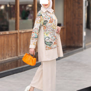 Floral Linen Two-Piece Set - Beige Multi