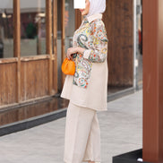 Floral Linen Two-Piece Set - Beige Multi
