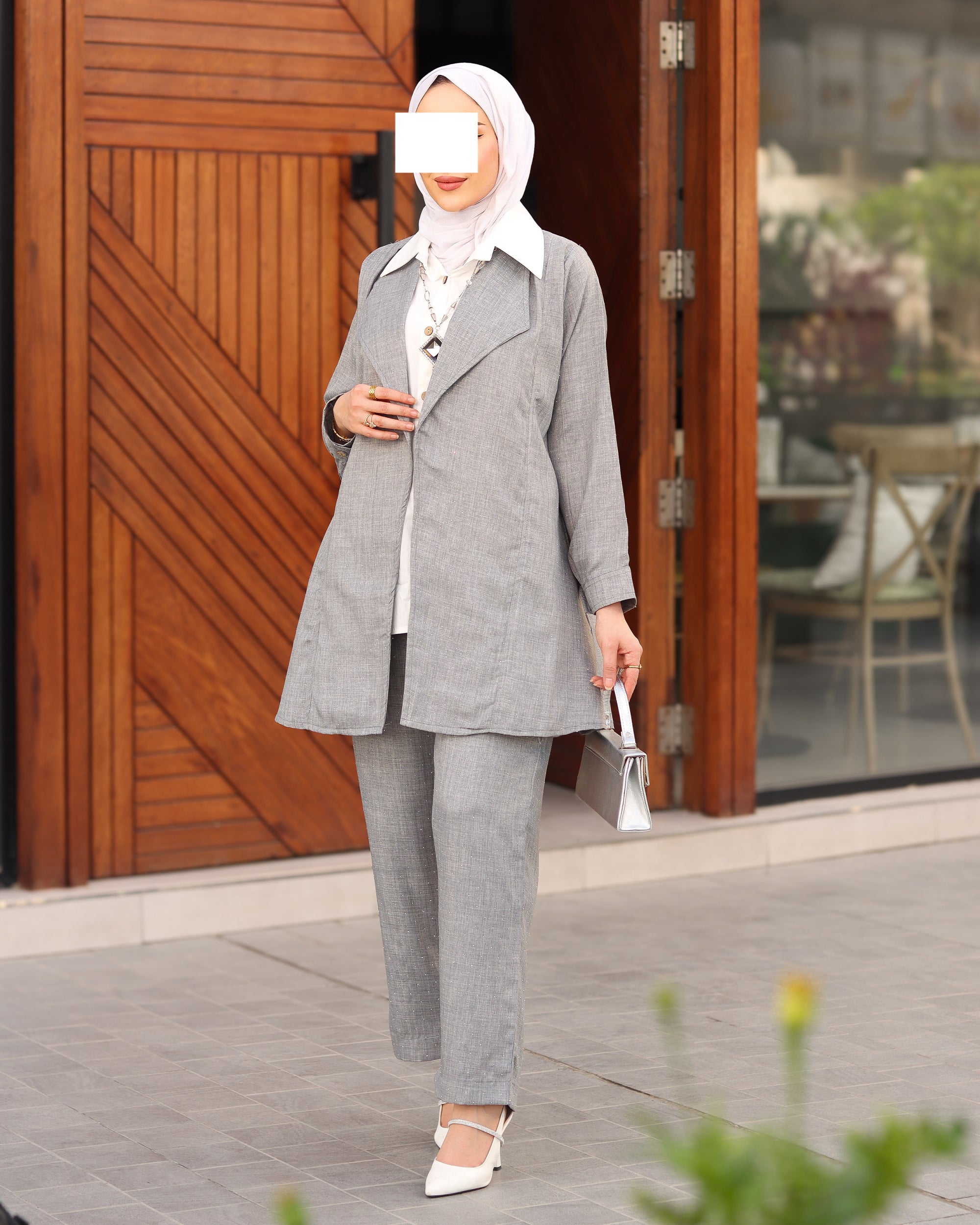Layered Linen Suit – Silver Grey