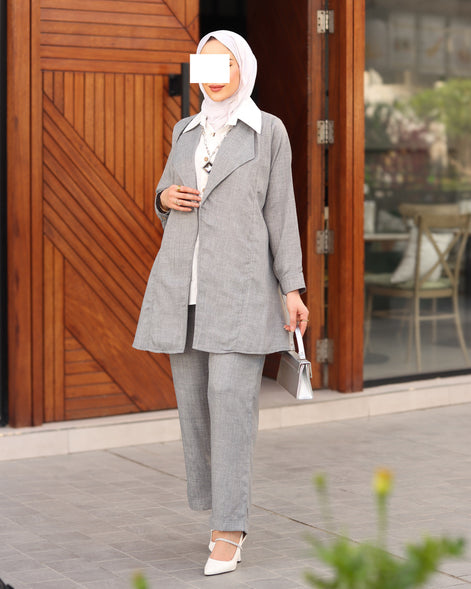 Layered Linen Suit – Silver Grey