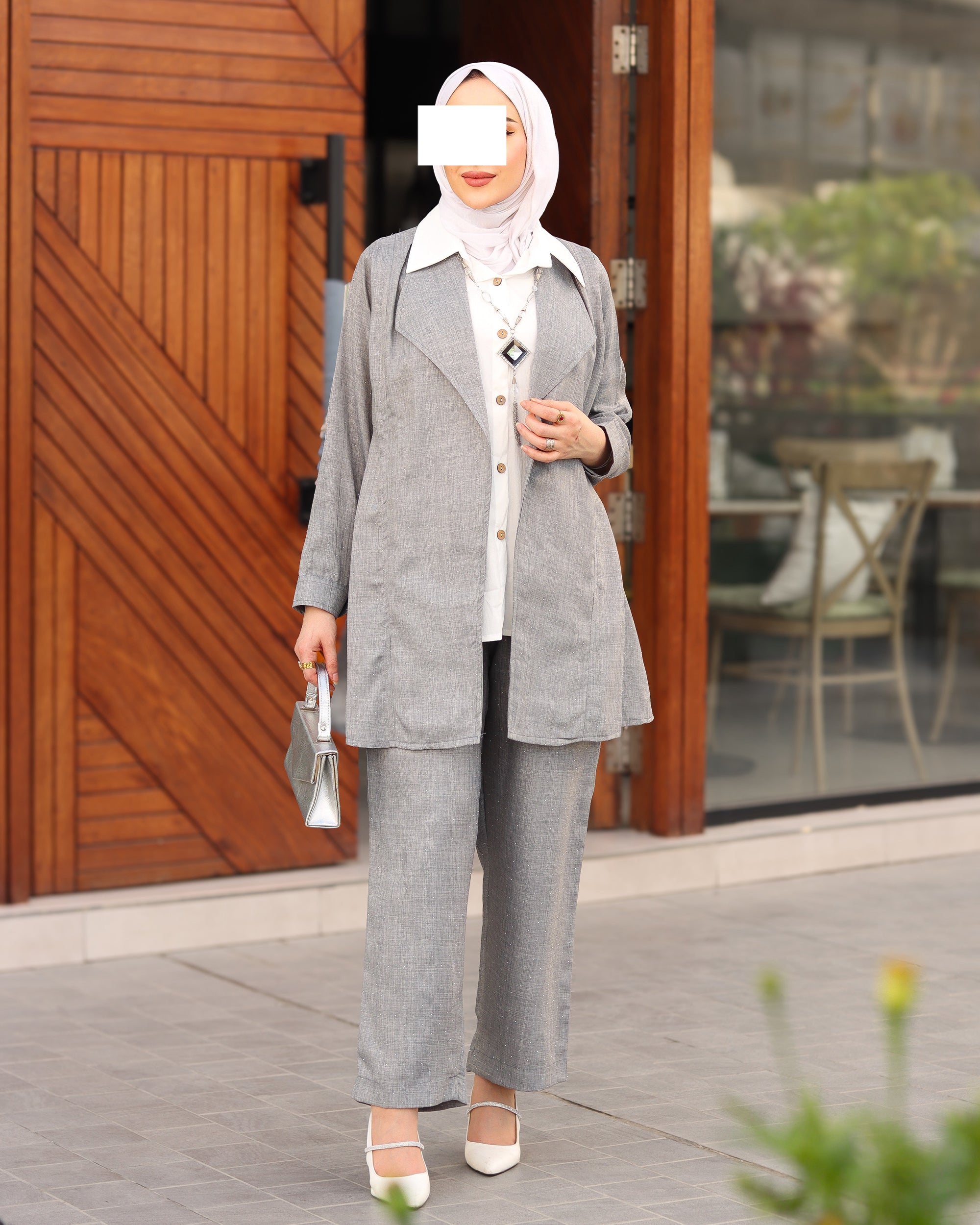 Layered Linen Suit – Silver Grey