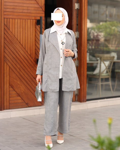 Layered Linen Suit – Silver Grey