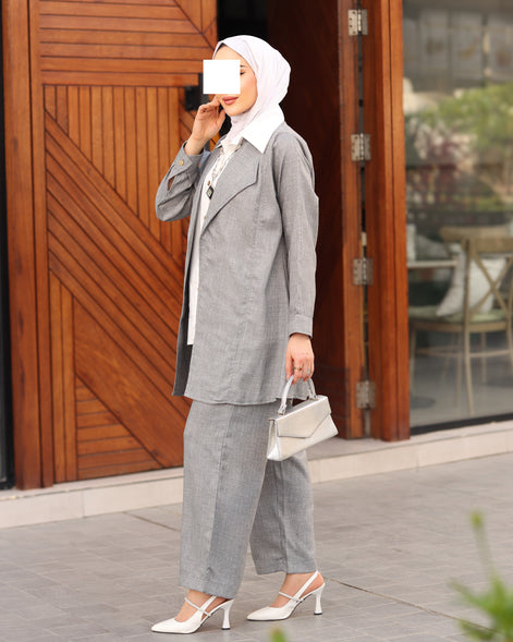 Layered Linen Suit – Silver Grey