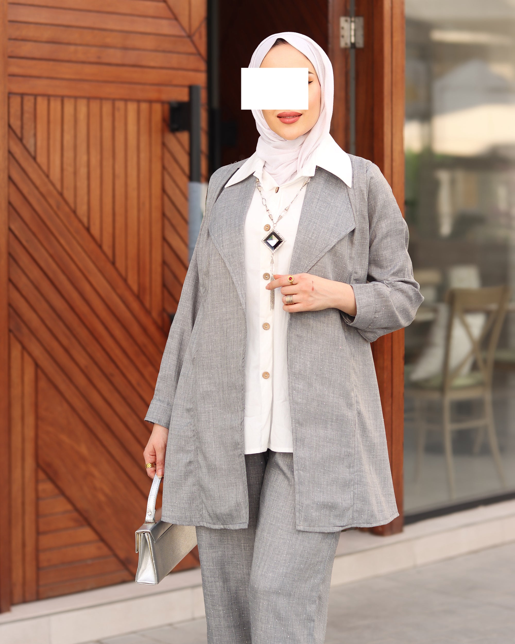 Layered Linen Suit – Silver Grey