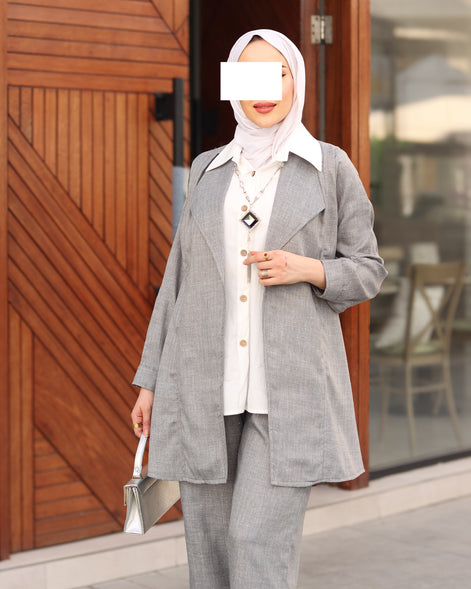 Layered Linen Suit – Silver Grey