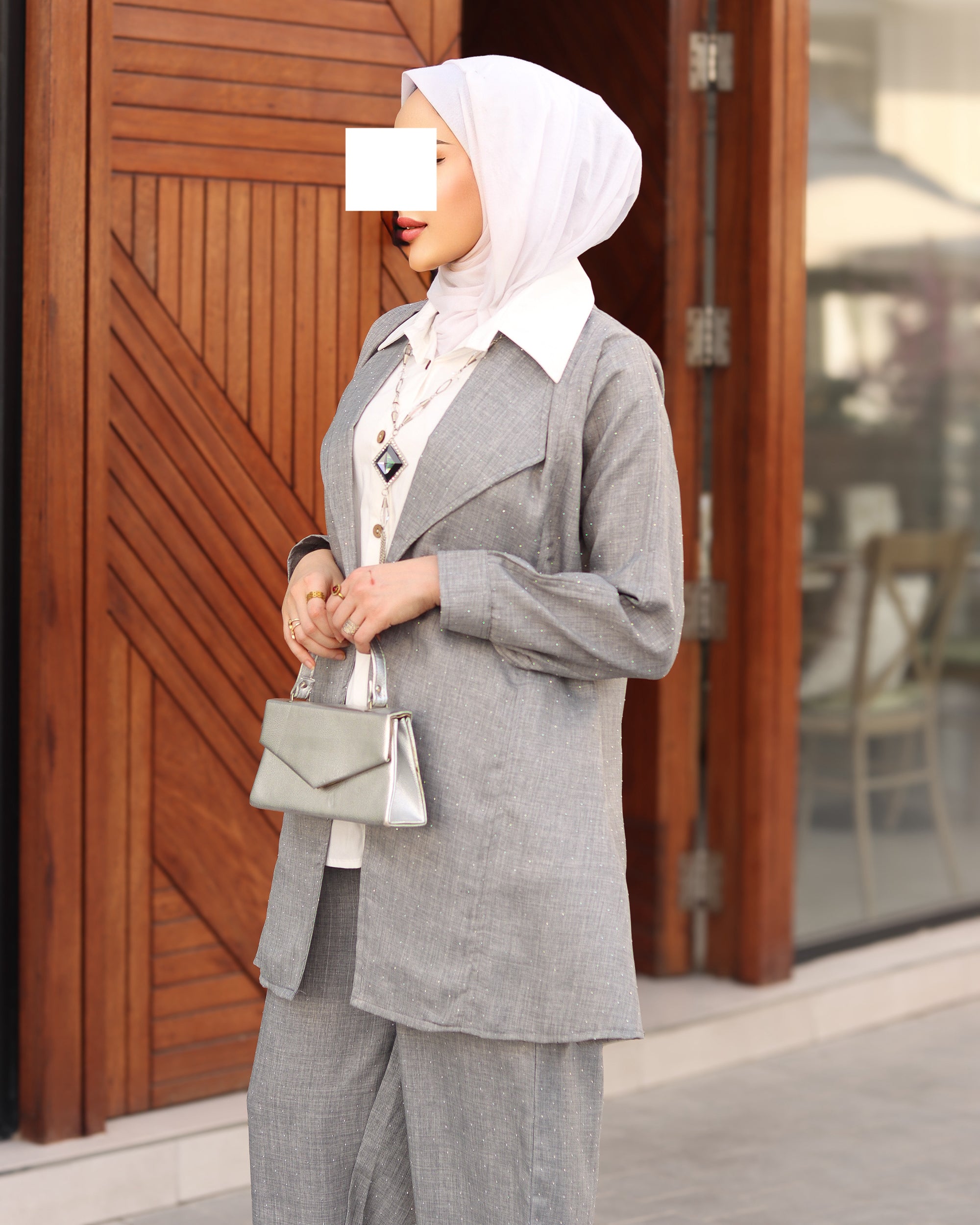 Layered Linen Suit – Silver Grey