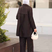 Shimmer Linen Suit – Espresso Brown