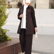 Shimmer Linen Suit – Espresso Brown