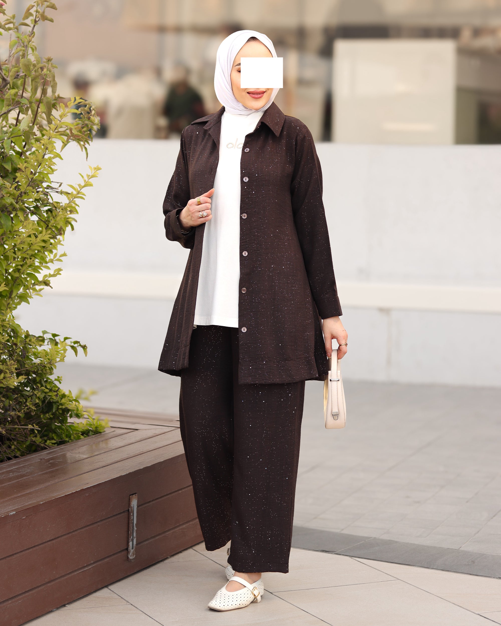 Shimmer Linen Suit – Espresso Brown