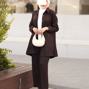 Shimmer Linen Suit – Espresso Brown