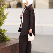 Shimmer Linen Suit – Espresso Brown