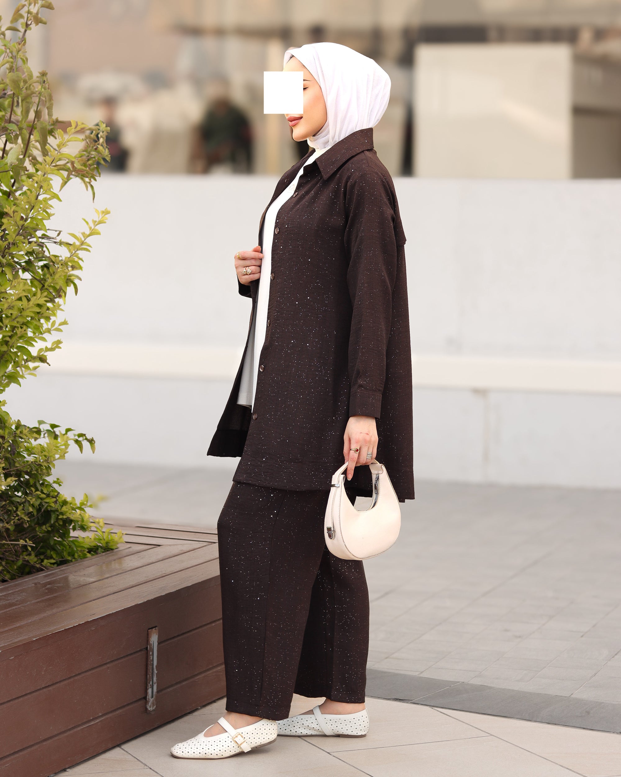 Shimmer Linen Suit – Espresso Brown