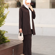 Shimmer Linen Suit – Espresso Brown