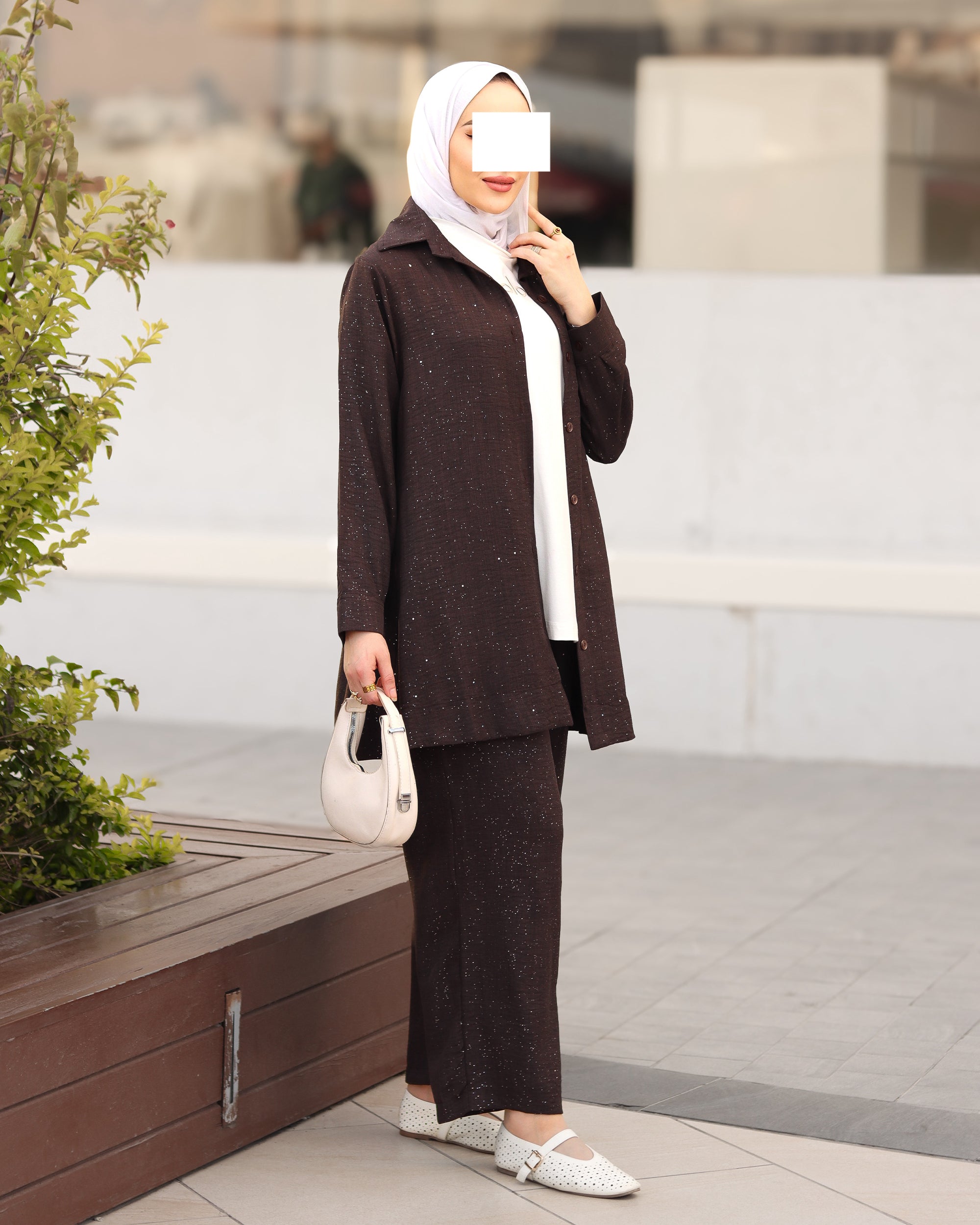 Shimmer Linen Suit – Espresso Brown