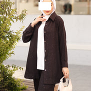 Shimmer Linen Suit – Espresso Brown