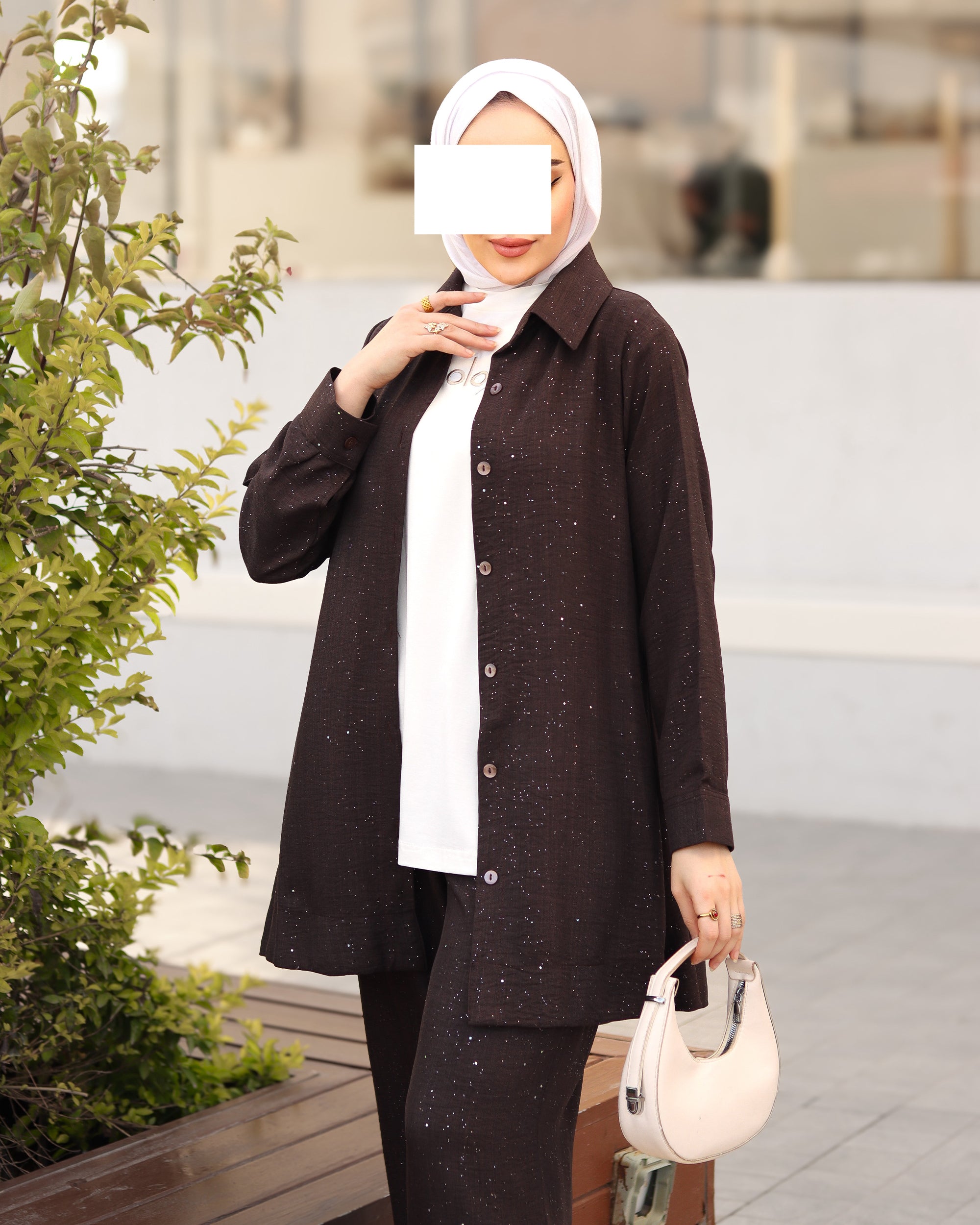 Shimmer Linen Suit – Espresso Brown