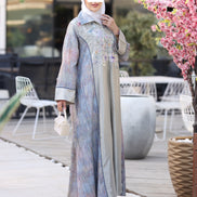 Embroidered Indian Cotton Nafnouf – Powder Blue