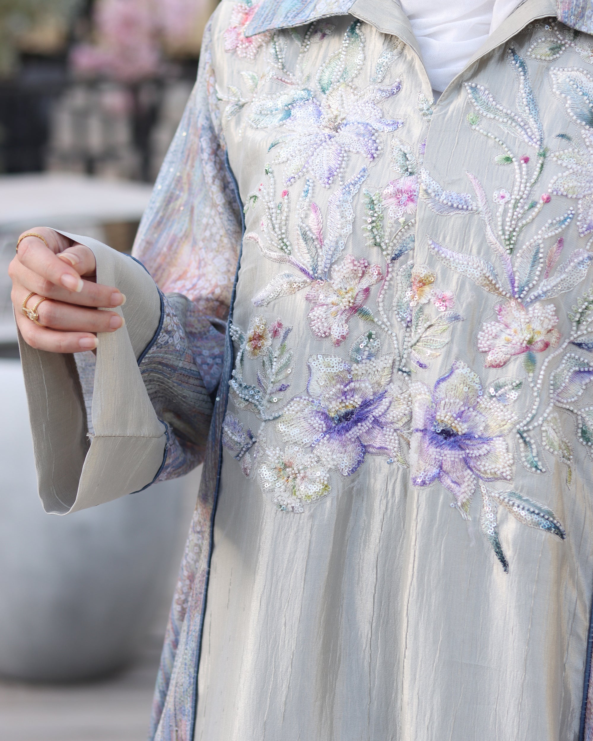 Embroidered Indian Cotton Nafnouf – Powder Blue