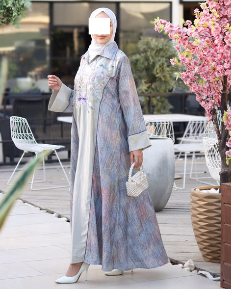 Embroidered Indian Cotton Nafnouf – Powder Blue
