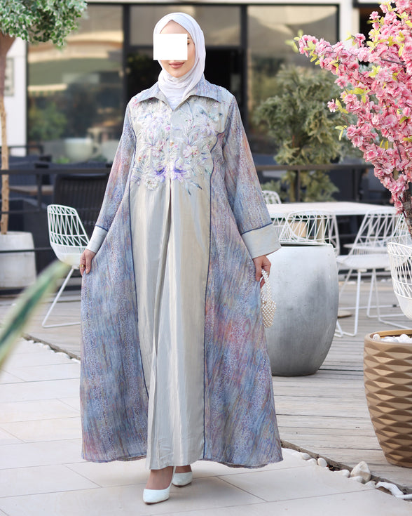 Embroidered Indian Cotton Nafnouf – Powder Blue