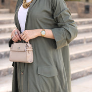Relaxed Linen-Look Coat & Skirt Set – Olive