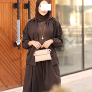 طقم جاكيت وتنورة باراشوت – بني