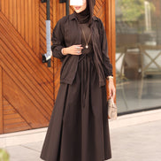 طقم جاكيت وتنورة باراشوت – بني