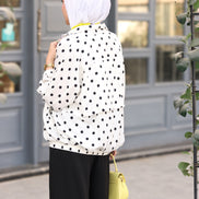 Polka Dot Cotton Ribbon Shirt & Pants Set – White & Black